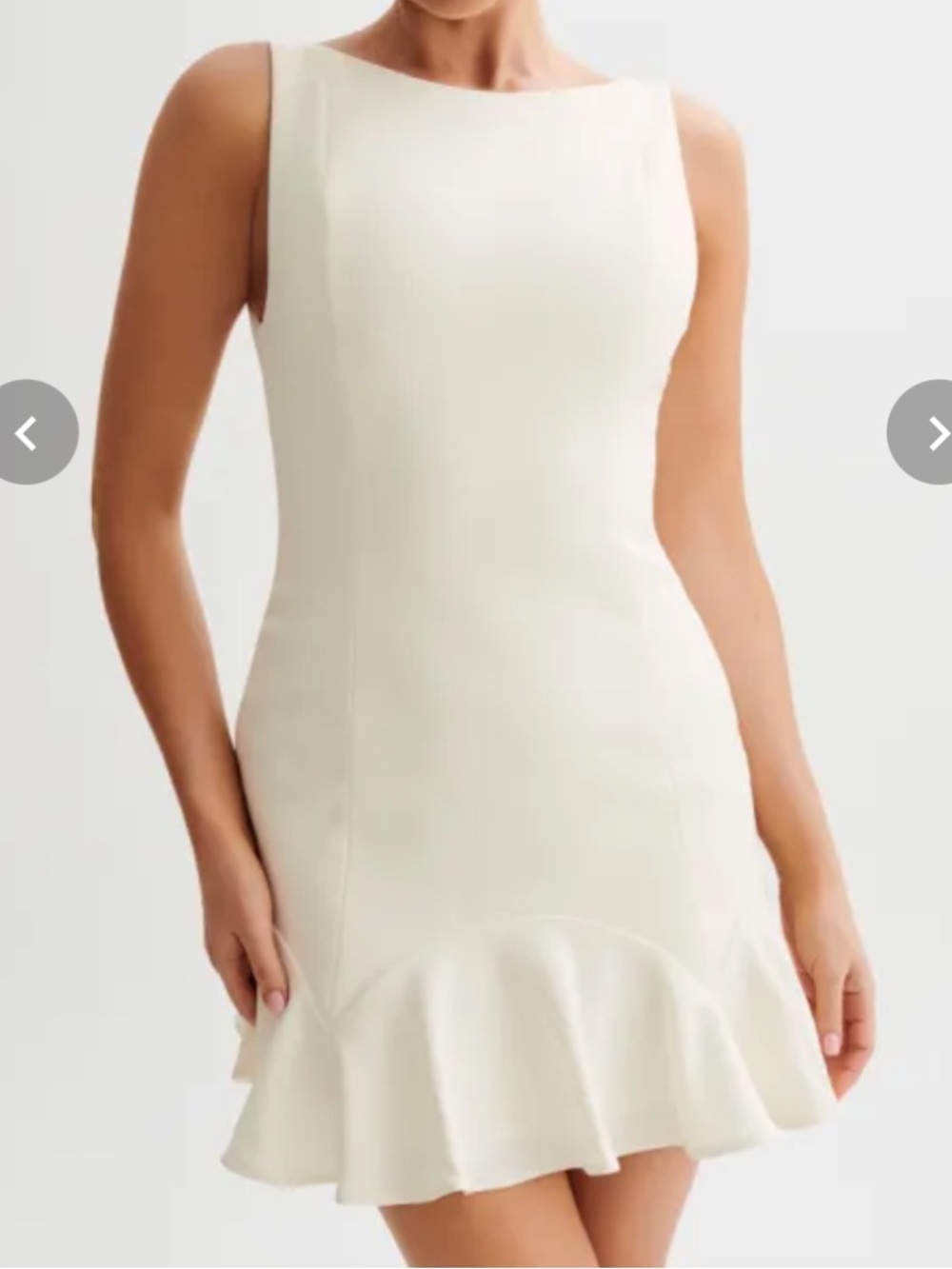 NEW Meshki Leonora Cream Crepe Sleeveless Mini Dress with Flounce Hem Size XL